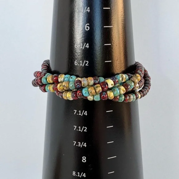 π° π π π π π° Multi Strand Picasso Seed Bead Leather Wrap Beaded Boho Bracelet - Picture 13 of 15